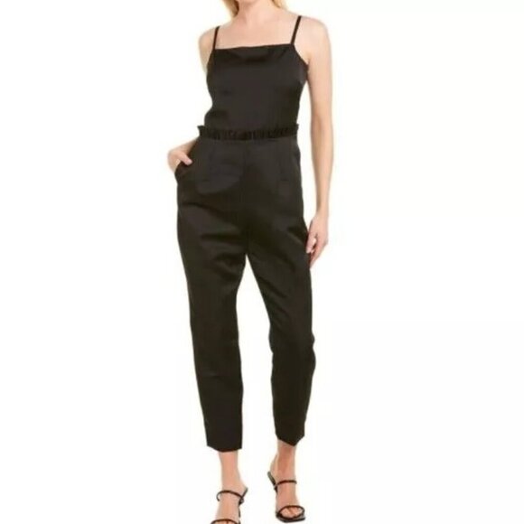 BNWT Ted Baker London Liayla Strappy Ruffle Trim Ankle Grazer Jumpsuit Black - Picture 1 of 13